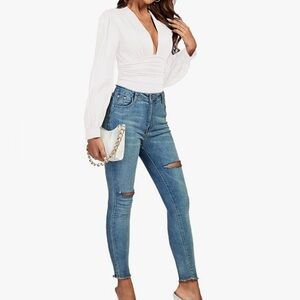 Long sleeve white body suit